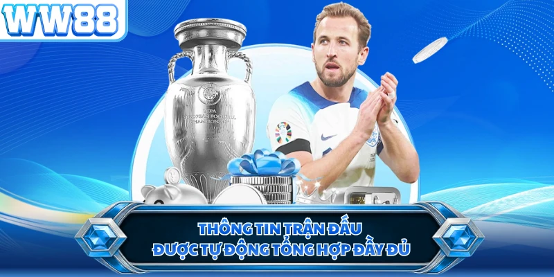 Thông tin trận đấu được tự động tổng hợp đầy đủ